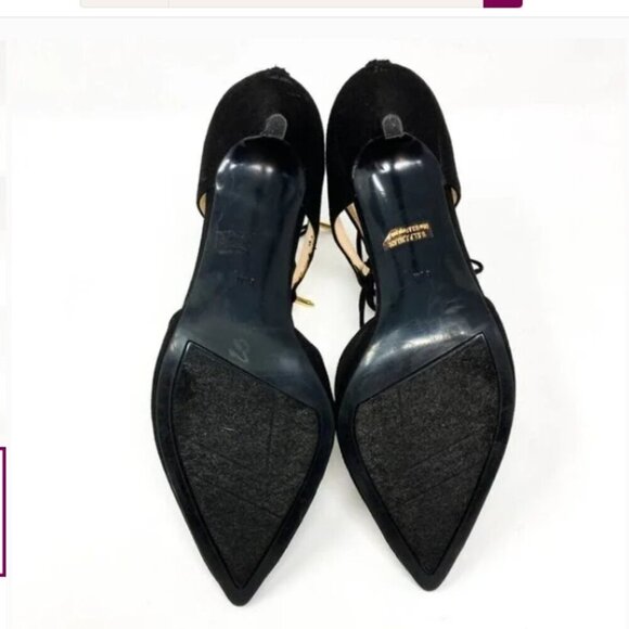 Marc Fisher Black Suede Zip Lace-Up Pointed Toe Heels - Size 8.5 - Picture 5 of 7